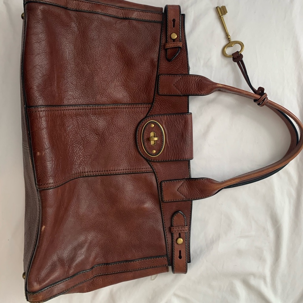 Fossil leather weekender bag